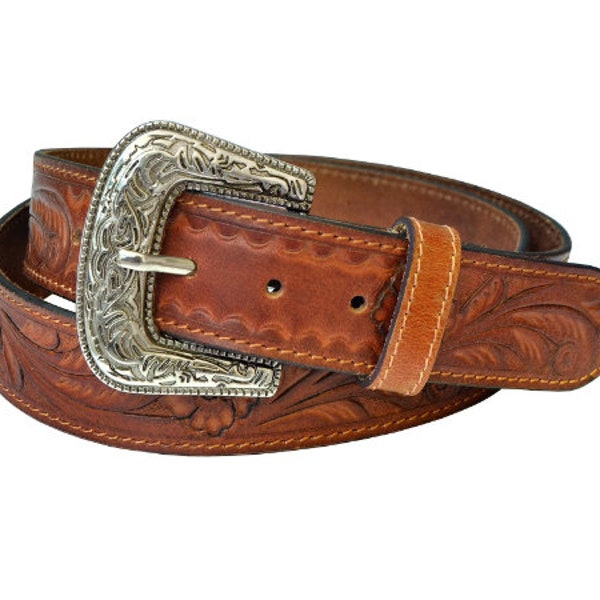 Western Hand Tooled Leather Belts Etsy