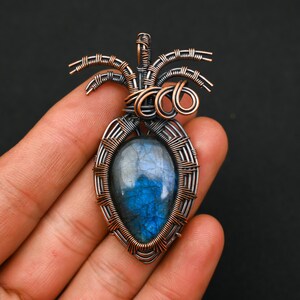 Labradorite Pendant Copper Gemstone Wire Wrapped Pendant Handmade Copper Ultimate Jewelry Pendant Wire Wrapped Jewelry For Christmas Gift
