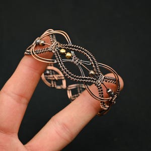 Copper Wire Wrap Cuff Bracelet Copper Wire Wrapped Big Cuff Bangle Amazing Copper Wire Jewelry Handmade Design Cuff Gift For Birthday