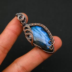 Labradorite Pendant Copper Gemstone Wire Wrapped Pendant Handmade Copper Ultimate Jewelry Pendant Wire Wrapped Jewelry For Valentine Gift