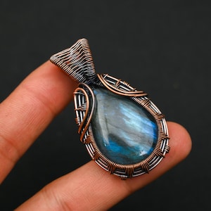 Labradorite Pendant Copper Gemstone Wire Wrapped Pendant Handmade Copper Superb Jewelry Pendant Wire Wrapped Jewelry For Valentine Day Gift