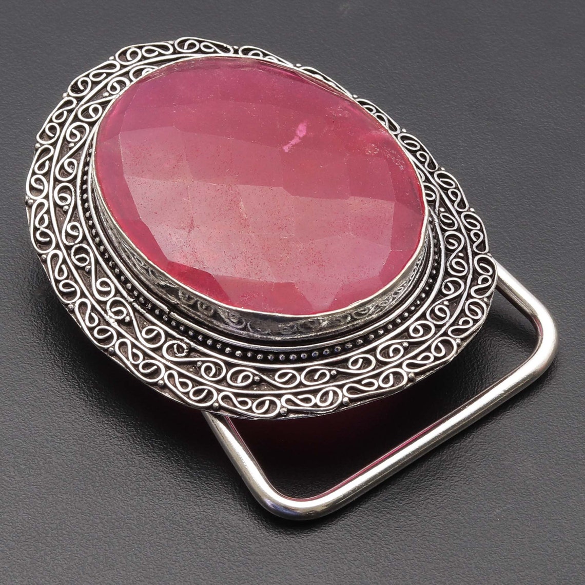 Ruby Belt Buckle Gemstone Belt Buckle Sterling Silver Plated Etsy