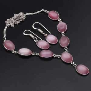 Monalisa  Necklace & Earrings Set Jewellery Woman Gemstone Necklace Earrings Gift For Her Sterling Silver Plated Gift For Girl XY322