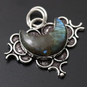 Blue Fire Labradorite Pendant Gemstone Moon Style Pendant Gift For Her Sterling Silver Plated Pendant Jewelry Gift For Him Pendant Jewelry