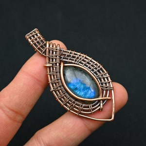 Labradorite Pendant Copper Wire Wrap Pendant Handmade Copper Natural Labradorite Jewelry Pendant Wire Wrapped Jewelry Gift For Mother