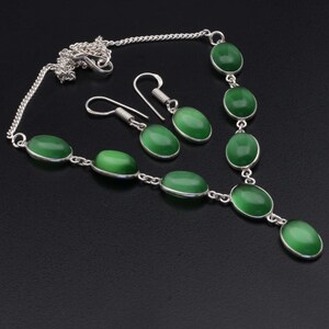 Monalisa Necklace & Earrings Set Jewellery Woman Gemstone Necklace Earrings Gift For Her Sterling Silver Plated Gift For Girl XY317