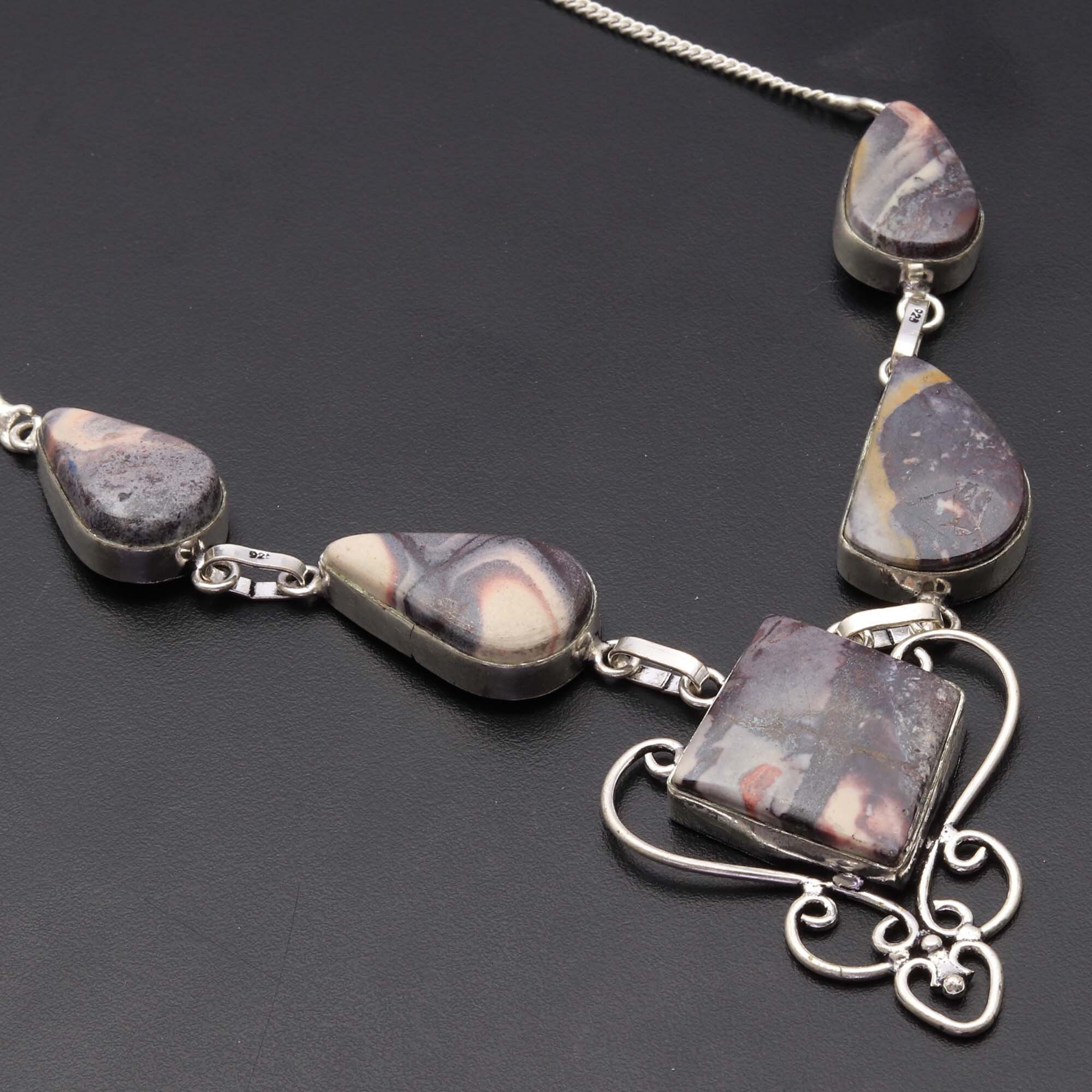 Porcelain Jasper Necklace Jewellery Woman Gemstone Necklace Etsy