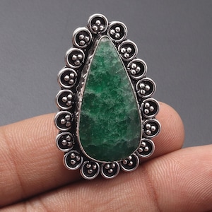 Handmade Emerald Gemstone, Sterling Silver Plated Jewelry, Handmade Ring, Birthstone Ring, Gift For Her, Ring Jewelry, Birthday Gift