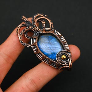 Labradorite Pendant Copper Gemstone Wire Wrapped Pendant Handmade Copper Ultimate Jewelry Pendant Wire Wrapped Jewelry Valentine Gift