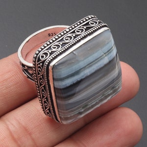 Owyhee Blue Opal Gemstone, Sterling Silver Plated Jewelry, Handmade Ring, Vintage Style Ring, Gift For Her, Ring Jewelry, Birthday Gift