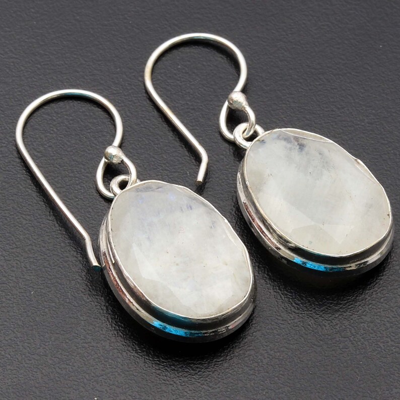 Girls Earrings Jewellery Gift For Her Earrings Sterling Silver Plated Woman Earrings Gemstone Earrings Rainbow Moonstone Earrings