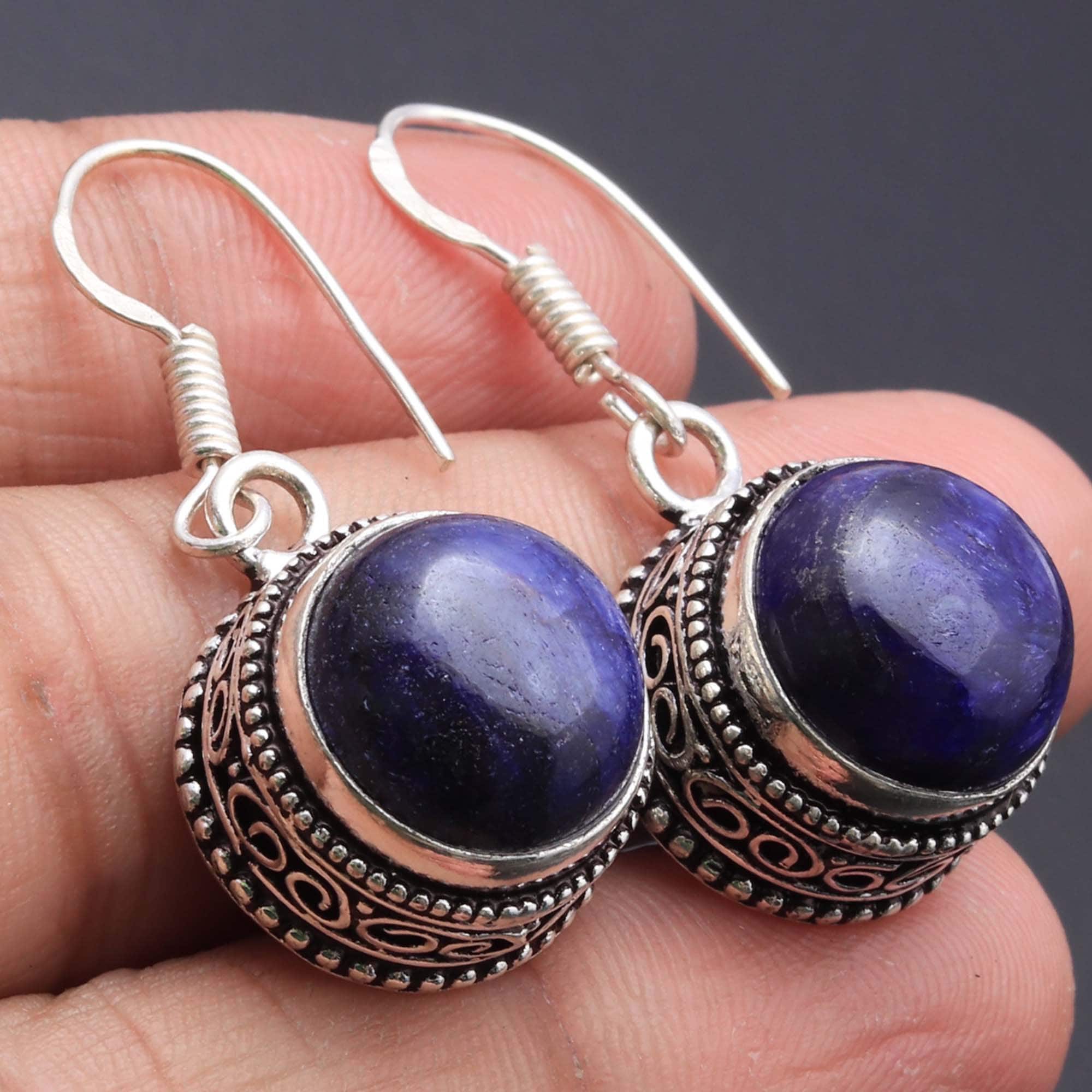 Pendientes de zafiro azul pendientes de estilo vintage niñas Etsy