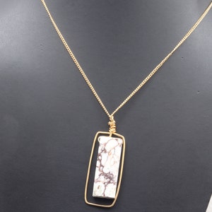 White Buffalo Turquoise Gemstone, Jewelry, Woman Chain Necklace, Gold Plated Necklace, Gift For Her, Birthstone Jewelry