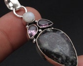 Edulite Amethyst Quartz Pendant Gemstone jewellery Woman necklace Pendant Gift For Her Pendant Sterling Silver Plated Pendant jewelry XY1991