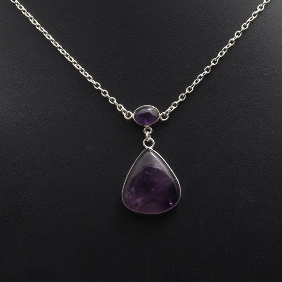 Pierres précieuses améthyste, collier chaîne, collier chaîne pour