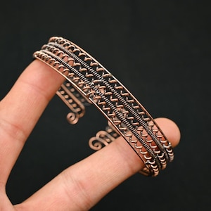 Copper Wire Wrap Cuff Bracelet Copper Wire Wrapped Adjustable Cuff Bangle Superb Copper Wire Jewelry Handmade Design Cuff Gift For Sister