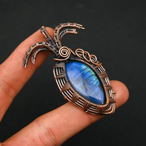 Labradorite Pendant Copper Gemstone Wire Wrapped Pendant Handmade Copper Ultimate Jewelry Pendant Wire Wrapped Jewelry Gifts Valentine Days
