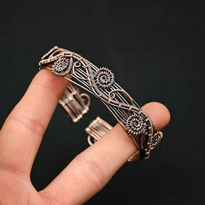 Copper Wire Wrap Cuff Bracelet Copper Wire Wrapped Adjustable Cuff Bangle Gorgeous Copper Wire Jewelry Handmade Design Cuff Gift For Mother