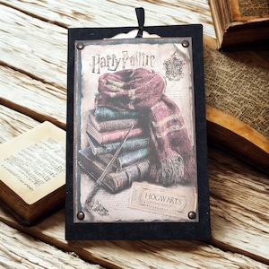 Wizard Handmade Junk Journal | Magic School Vintage Notebook Black Velvet | Diario Artesanal Mágico Libro de Hechizos