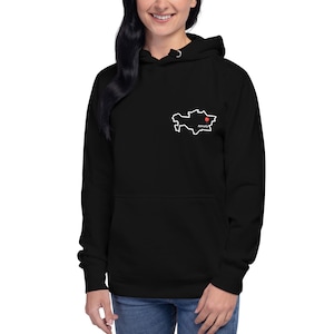 Almaty Hoodie Pin Map Unisex - Stylisch, Baumwolle, Sportlich, Kasachstan