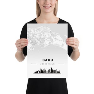 Baku Wall Art Decor - Modern City Poster, Azerbaijan