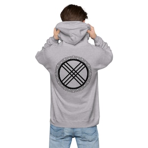 Kazakh Traditional Hoodie Yurt Symbol - Turkic, Kazakh, Mongol, Shanyrak BLACK