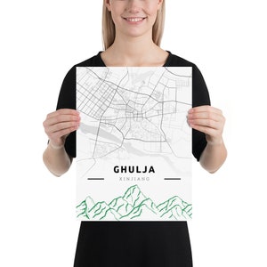 Ghulja Wall Art Decor - Affiche de la ville moderne, Xinjiang, Turkestan oriental