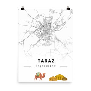 Taraz Wall Art Decor - Modern City Poster, Kazakhstan