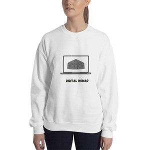 Digital Nomad Modern White Sweatshirt - für Damen & Herren