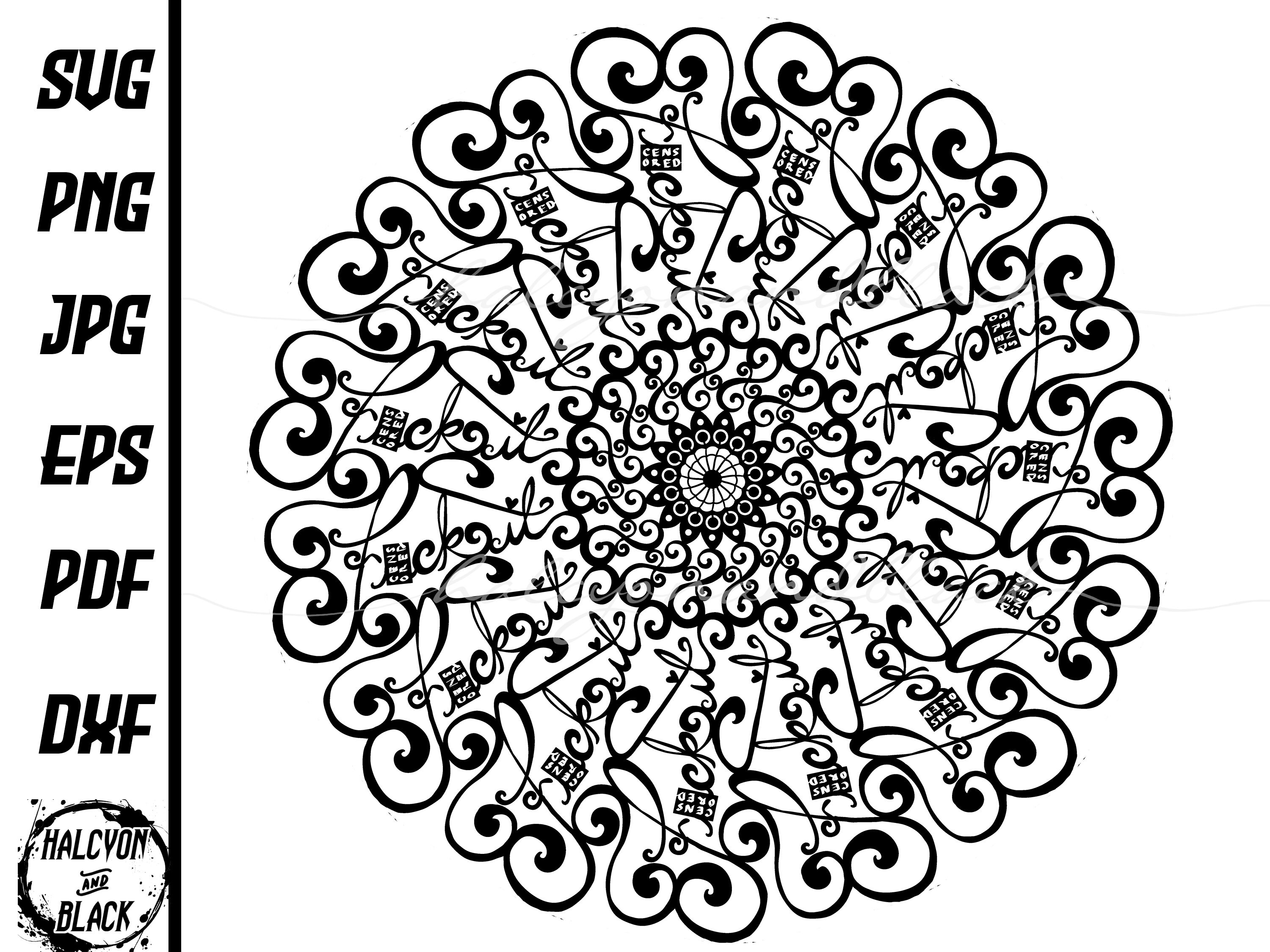 F que Mandala SVG Cuss Word Adulto Humor archivos svg para - Etsy España