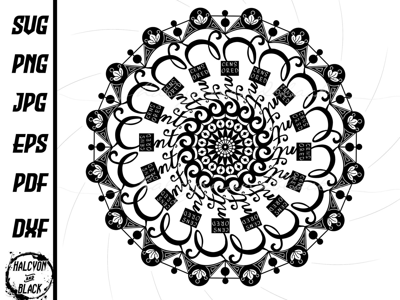 Download Adult Humor Mandala SVG Mature Swear Word for Cricut Cunt ...