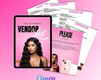 Liste des vendeurs de cheveux DFY : ebook de revente DPP (Canva)