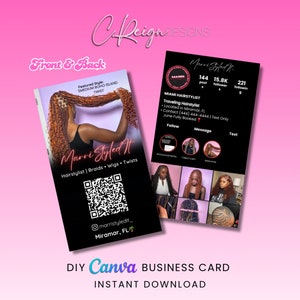 Friseur Instagram Visitenkarten, DIY Canva Template Design, Friseur Visitenkarten, Vorgefertigte Friseur Visitenkarten