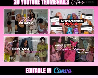 Kit di miniature di YouTube, modello Canva, kit di branding di YouTube, modelli di miniature di YouTube, miniature di vlog di YouTube, miniature estetiche