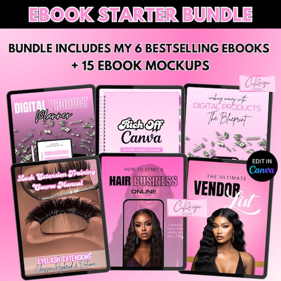 PLR Ebook Bundle, Done-For-You Canva Templates, Mockups, diy Canva templates, beauty business, hair, lash tech