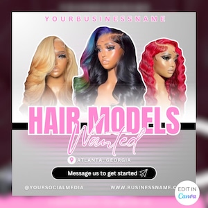 Hair Business Flyer, hair models, DIY Canva Template, hairstylist, beauty business, business flyer, hair