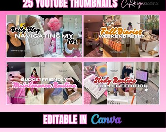 Kit de miniatures YouTube, image de marque YouTube, lot de miniatures YouTube, YouTube, modèles Canva de miniatures YouTube