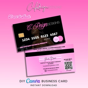 Cartão de visita com estilo de cartão de crédito, cartões de PVC, modelo Canva, cartão de visita DIY, modelo de cartão de visita digital, cartão de visita pré-fabricado