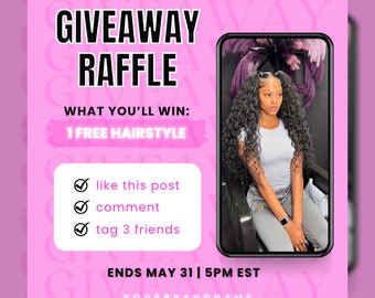 Giveaway Flyer, DIY Flyer Template Design, Milestone Contest Flyer, Win Product Raffle Ticket Flyer, Premade Instagram Flyer