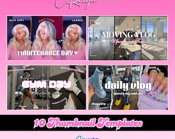 10 YouTube Thumbnail Templates, YouTube Thumbnails, DIY Branding Kit, YouTube Templates, YouTube