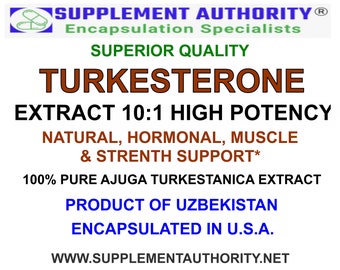 Turkesterone Extract Powder Capsules - 10:1 - 100ct Bag - Super Fresh! - NEW!