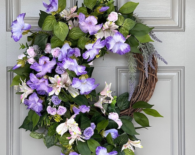 Purple Flower cascading wreath
