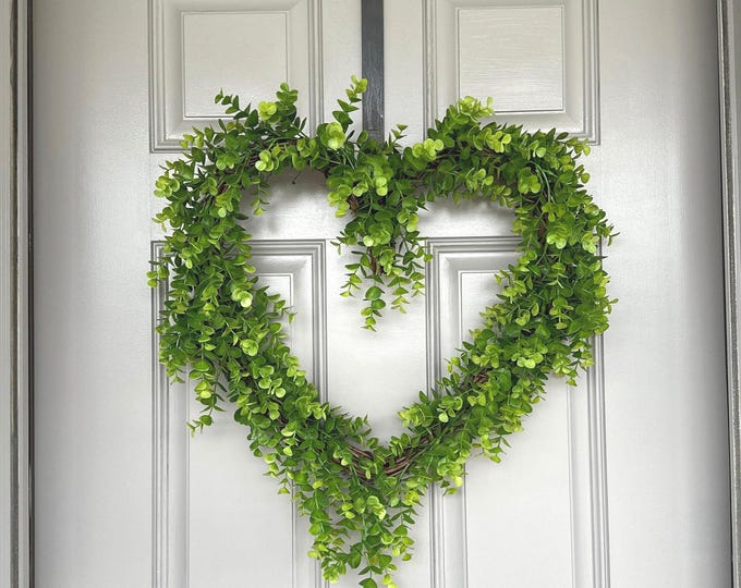 Valentine Heart Wreath - Year round greenery wreath, Boho, Modern Farmhouse