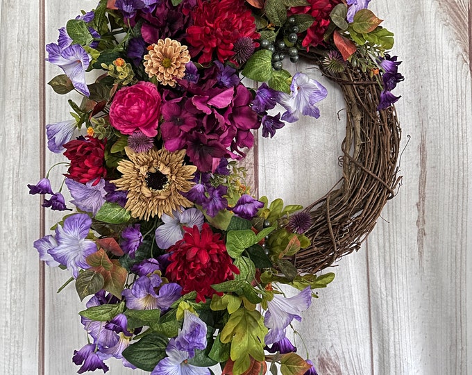 Mixed Flower Wreath: Vibrant Chrysanthemum, Hydrangea, and Petunia