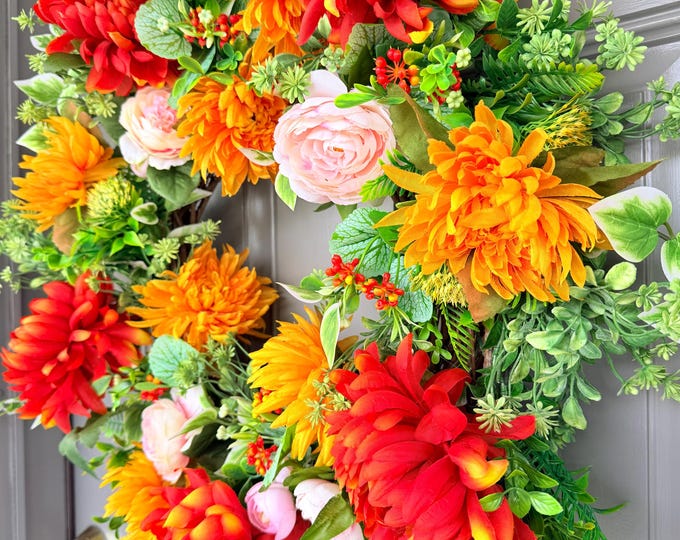 Late Summer to Fall Transition Door Wreath
