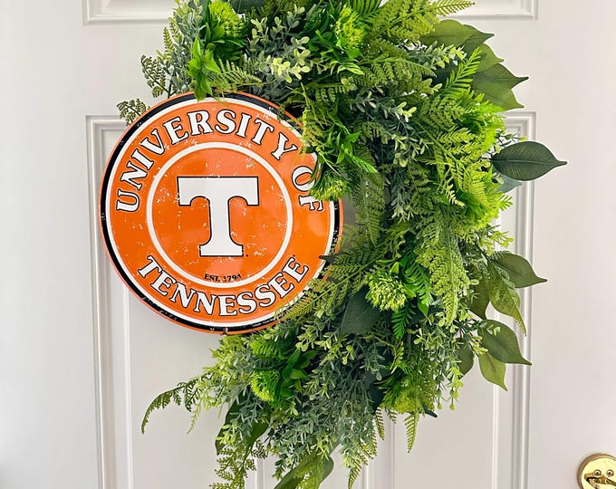 University of Tennessee Volunteers Wreath: Orange & White Vols Dorm Decor
