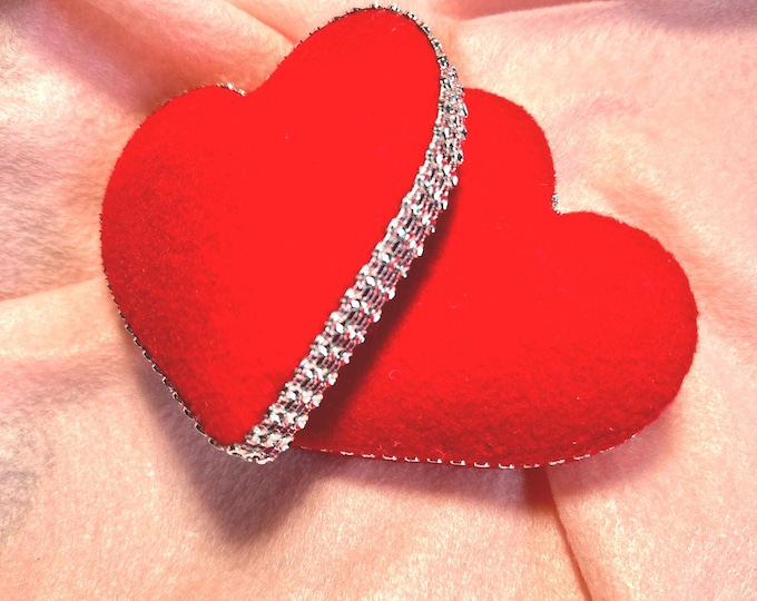 A set of 2 Red Felt Hearts: Sparkly Valentine's Table Decor
