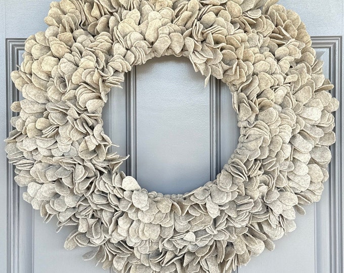 Felt Fabric Wreath: Boho Rustic Farmhouse Door Decor