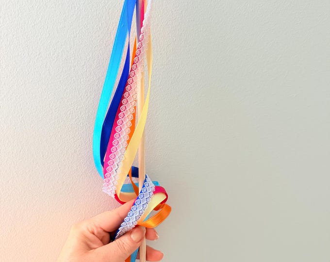 Custom Satin Ribbon Color Streamers with Custom Cap Finial: Personalized Event Favors