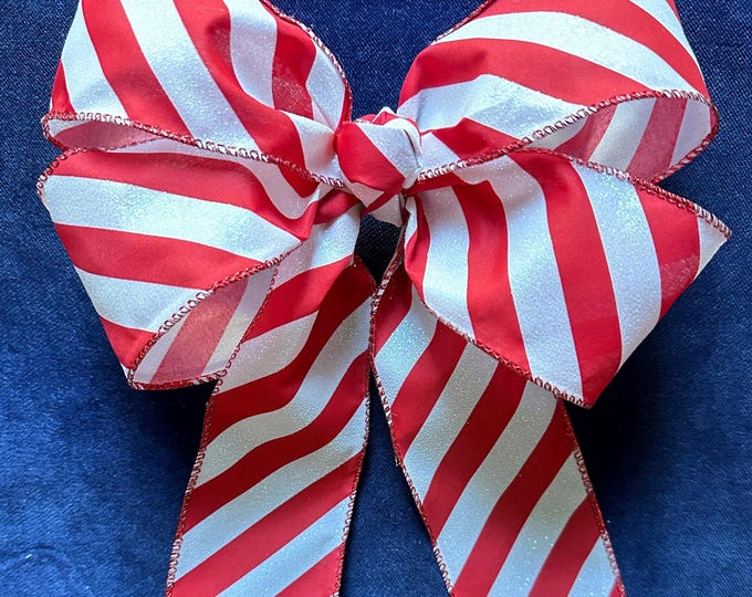 Christmas Bow: Red and White Candy Cane Stripe Ribbon